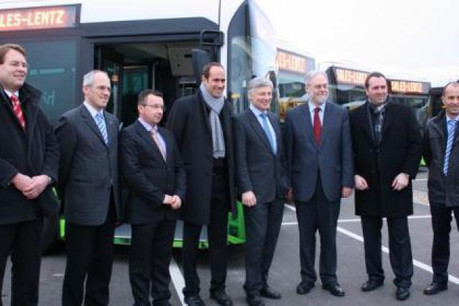Présentation de la nouvelle gamme de onze autobus hybrides Volvo. (Photo: Sales-Lentz)