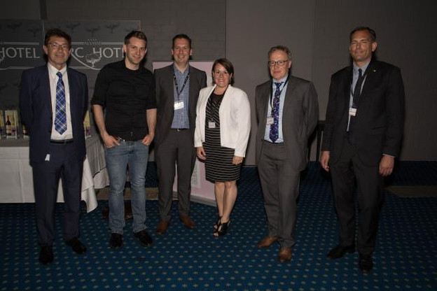 Gérard Lommel (ancien président de la CNPD et chargé de la protection des données pour l’État luxembourgeois), Max Schrems (privacy advocate, Europe-v-facebook.org), Vincent Wellens (partner, NautaDutilh Avocats Luxembourg), Mélanie Gagnon (CEO & founder MGSI), Johan Bierebeeck (Finance & Performance director Editus Luxembourg), Sebastian Meissner (head of the Europrise Certification Authority). (Photo: NautaDutilh Avocats Luxembourg)