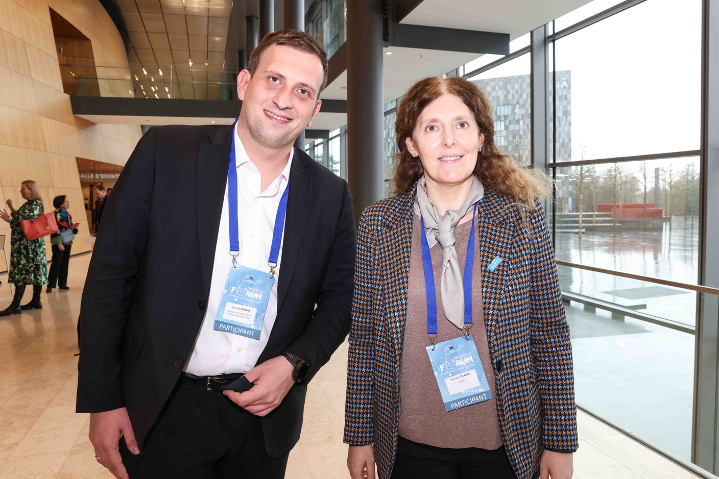 Spasoje Ostojić, avec le ministre de l’Éducation, de la Science et de l’Innovation du Monténégro; Michela Telatin. (Photo: Marie Russillo/Maison Moderne)