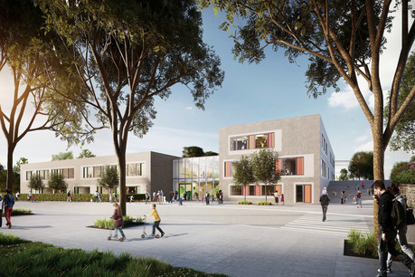 Un nouveau complexe scolaire est en construction à Leudelange. (Illustration: WW+ / Team 31)