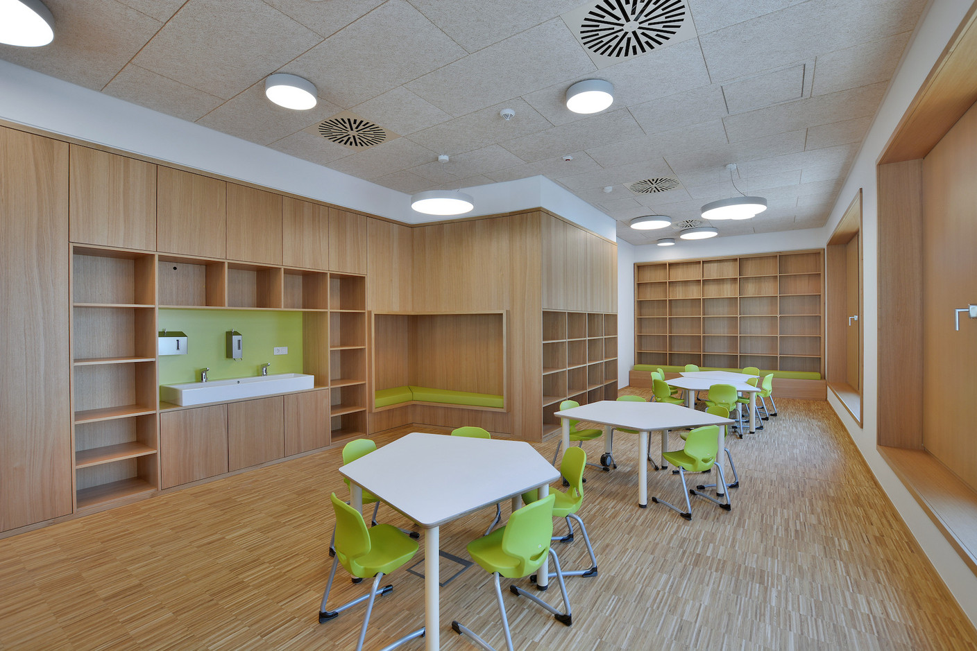 Les salles sont aménagées pour être utilisées indifféremment par l’école ou par le foyer scolaire. (Photo: Agence Kapture)