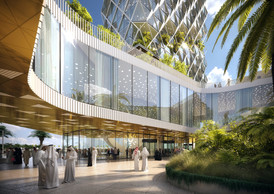 L’entrée de la tour KFAS est ouverte et transparente. ((Illustration: Metaform Architects))