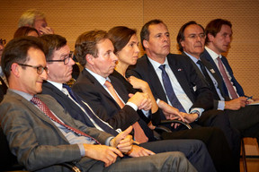 Carlo Thelen (Chambre de commerce),Tom Theves (Ministère de l'Économie), Marc Bichler (MAEE), Başak Bağlayan (Université du Luxembourg), Bruno Perdu (Ambassadeur de France), Bernardo de Sicart (Ambassadeur d'Espagne) et Jean-Paul Olinger (UEL) ((Photo: Eric Devillet))