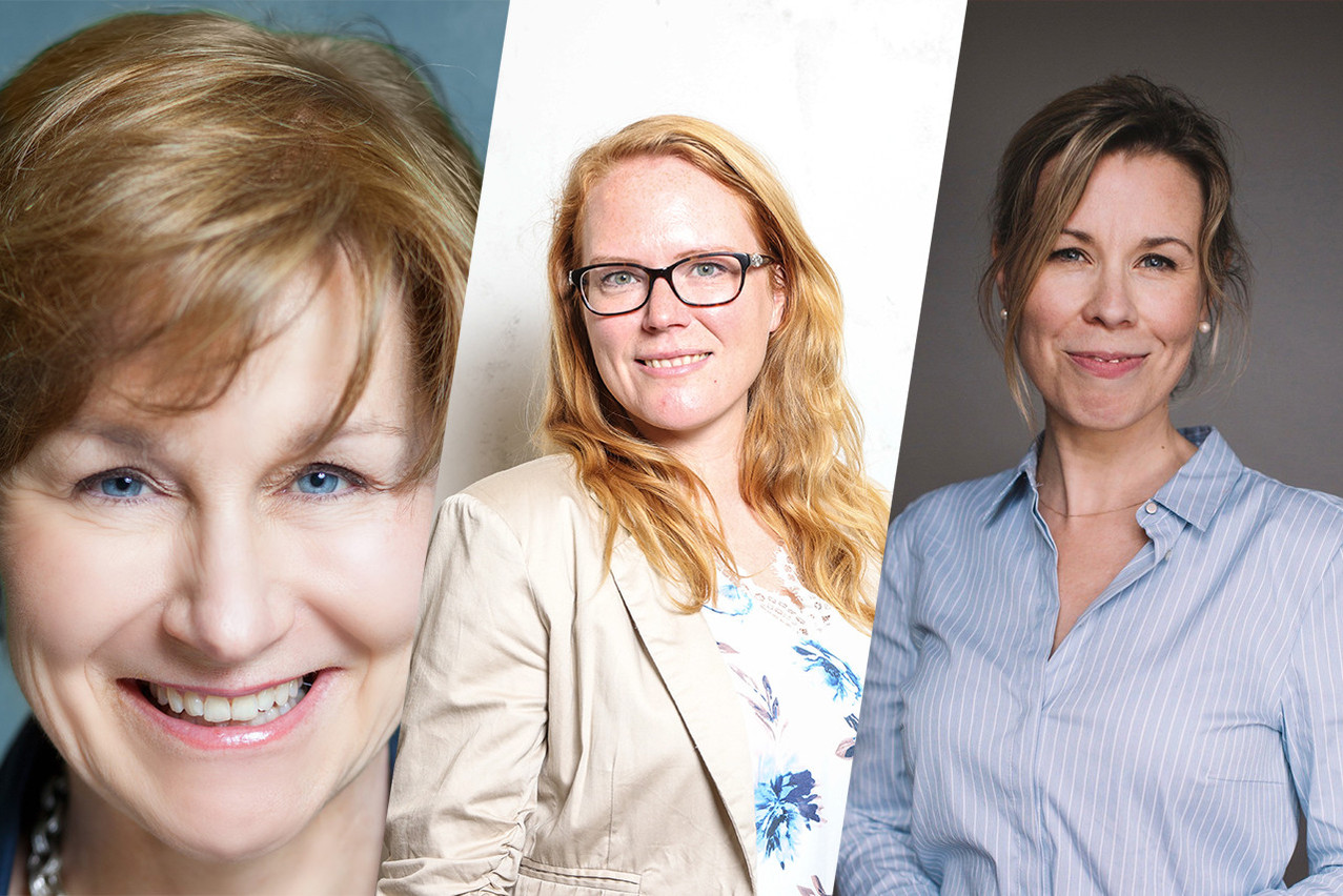 The three founders of the Finland Chamber of Commerce in Luxembourg, from left to right: Renja Broman, Irene Mäkelä-Brunnekreef and Ulla Veronica Willner. Photos: Provided by Finland Chamber of Commerce in Luxembourg. Montage: Maison Moderne.
