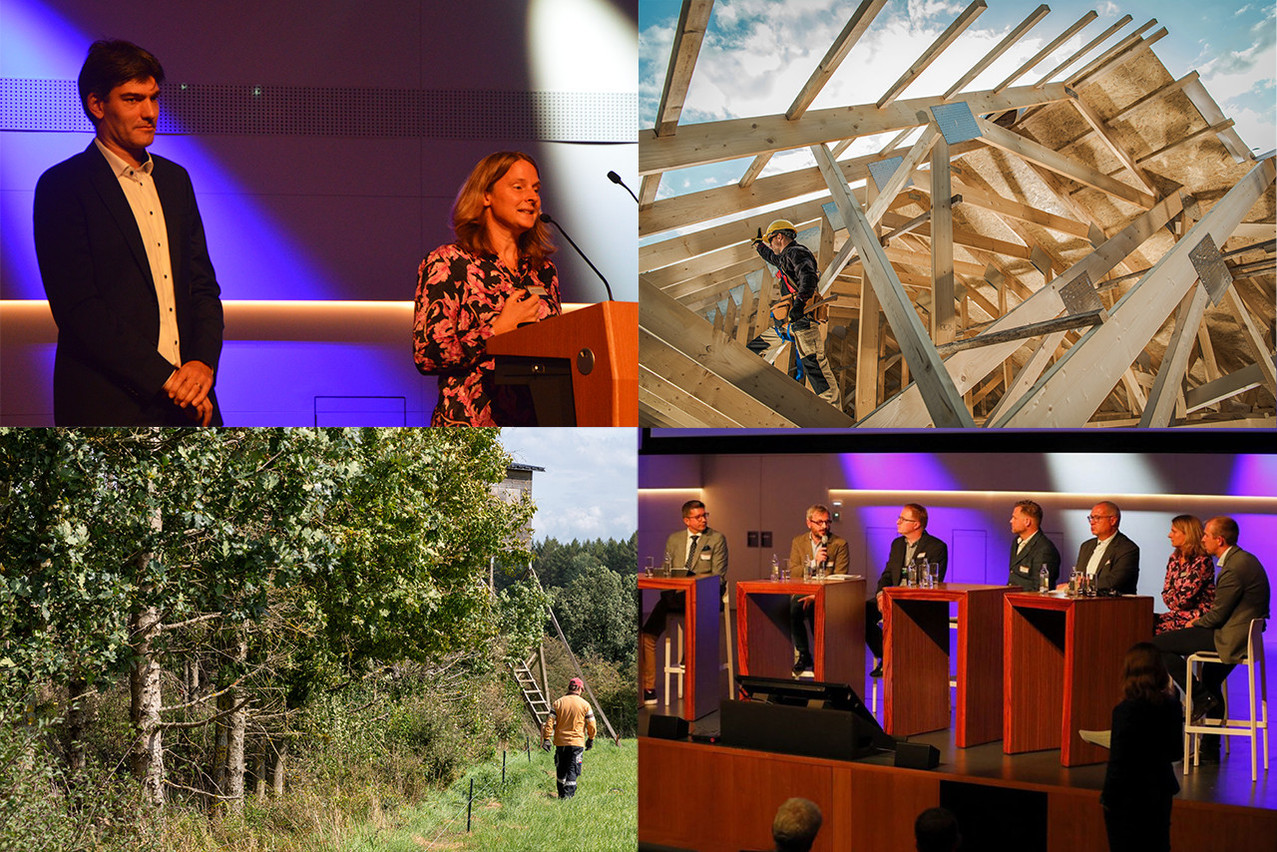 L’utilisation du bois dans la construction connaît un regain d’intérêt en raison de ses avantages environnementaux. Elle implique aussi des défis et des enjeux discutés lors du Wood cluster forum, ce jeudi 19 octobre à Hesperange.  (Photos: Maison Moderne/Luxinnovation)