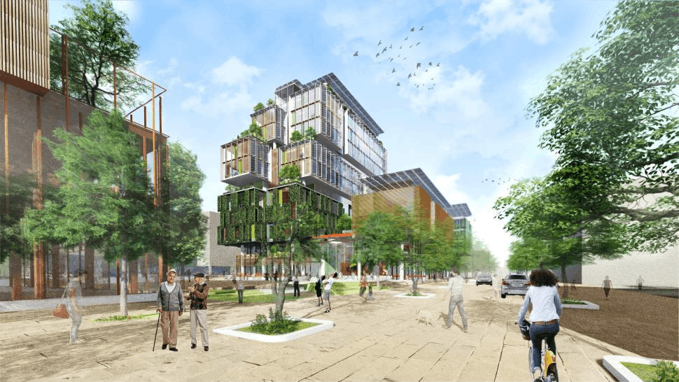 Le futur de l’éco-construction commence maintenant. (Crédit : William McDonough + Partners)