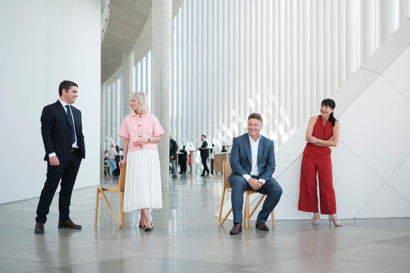 Hendrik Krog (Altum Group), Ekaterina Volotovskaya (Deloitte Luxembourg), Arnaud Delestienne (Luxembourg Stock Exchange) et Béatrice Riguidel (Spuerkeess), quatre membres du conseil d’administration de LuxCMA qui œuvrent ensemble au renforcement de l’écosystème luxembourgeois des marchés de capitaux. (Photo: Jan Hanrion / PAPERJAM)