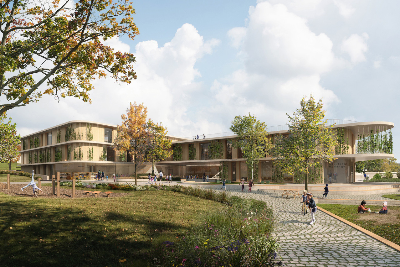 Le projet proposé par Schemel Wirtz Architectes Associés, en association avec Franz&Sue, dévoile une architecture chaleureuse et adaptée aux enfants. (Illustration: Schemel Wirtz Architectes Associés et Franz&Sue)