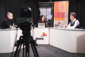François Génaux (PwC Luxembourg), Julie Lhardit (Maison Moderne) et Laurent Schonckert (Cactus) ((Photo : Simon Verjus / Maison Moderne))