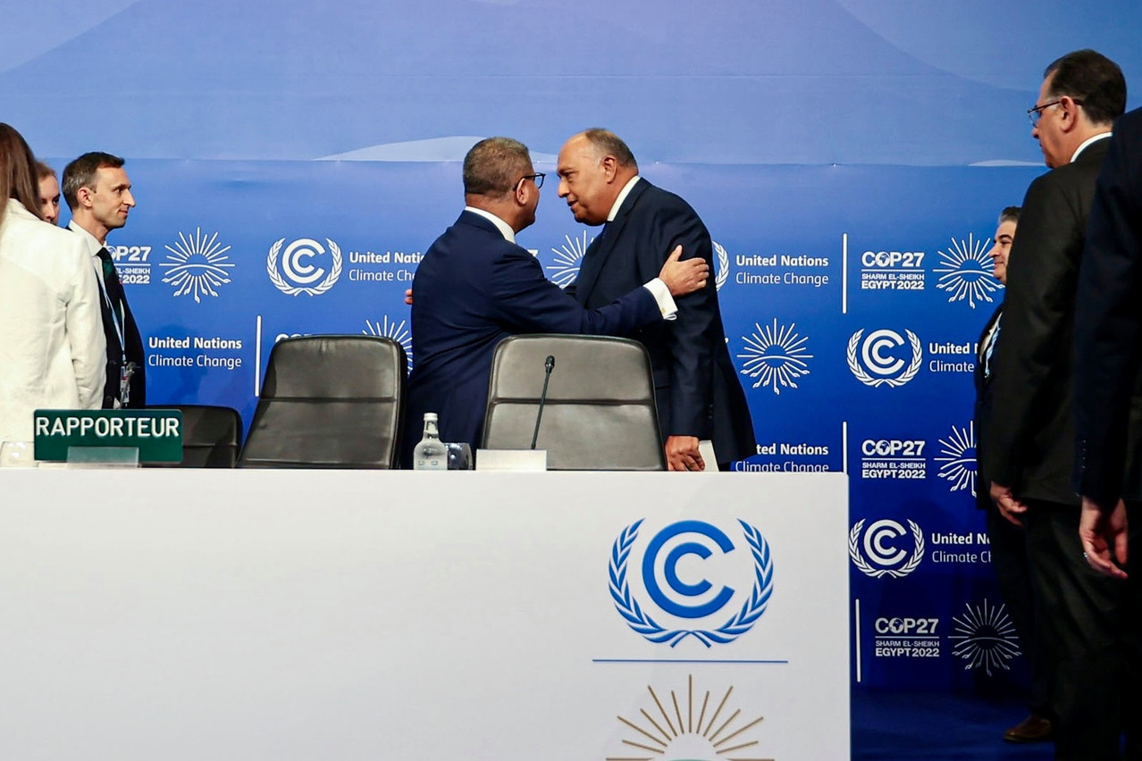 COP26 president Alok Sharma hands over the reins of the UN Climate Change Conference to Egyptian foreign minister Sameh Shoukry, who will preside over COP27. United Nations