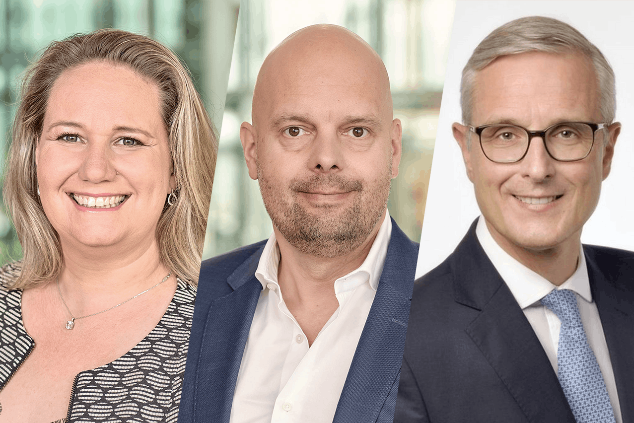 (l-r) Julie Batsch and Jörg Ackermann at PWC and Frank Rückbrodt at Deutsche Bank said in a Luxembourg Bankers’ Association (ABBL) report that the grand duchy’s corporate banking sector is poised for transformative change. Photos: PWC Luxembourg; Montage: Maison Moderne