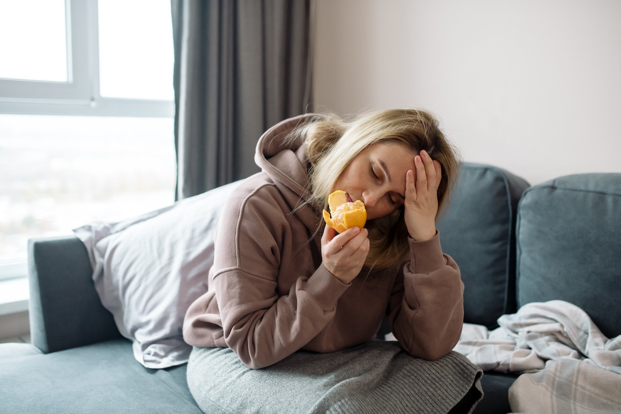 Long covid symptoms include increased fatigue, lack of strength, reduced immunity, memory problems and anosmia--loss of smell. Starocean/Shutterstock