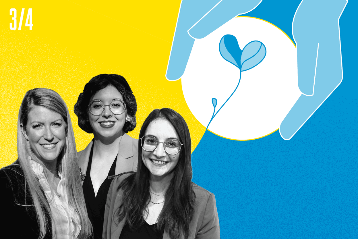 De gauche à droite: Caroline Depresseux, responsable activités d’appui de l’indépendance (AAI), Emeline Mertens, responsable du réseau de santé mentale et handicap (SaMH), Lynn Manderscheid, responsable Activités CJPA / Foyers de Jour. Maison Moderne