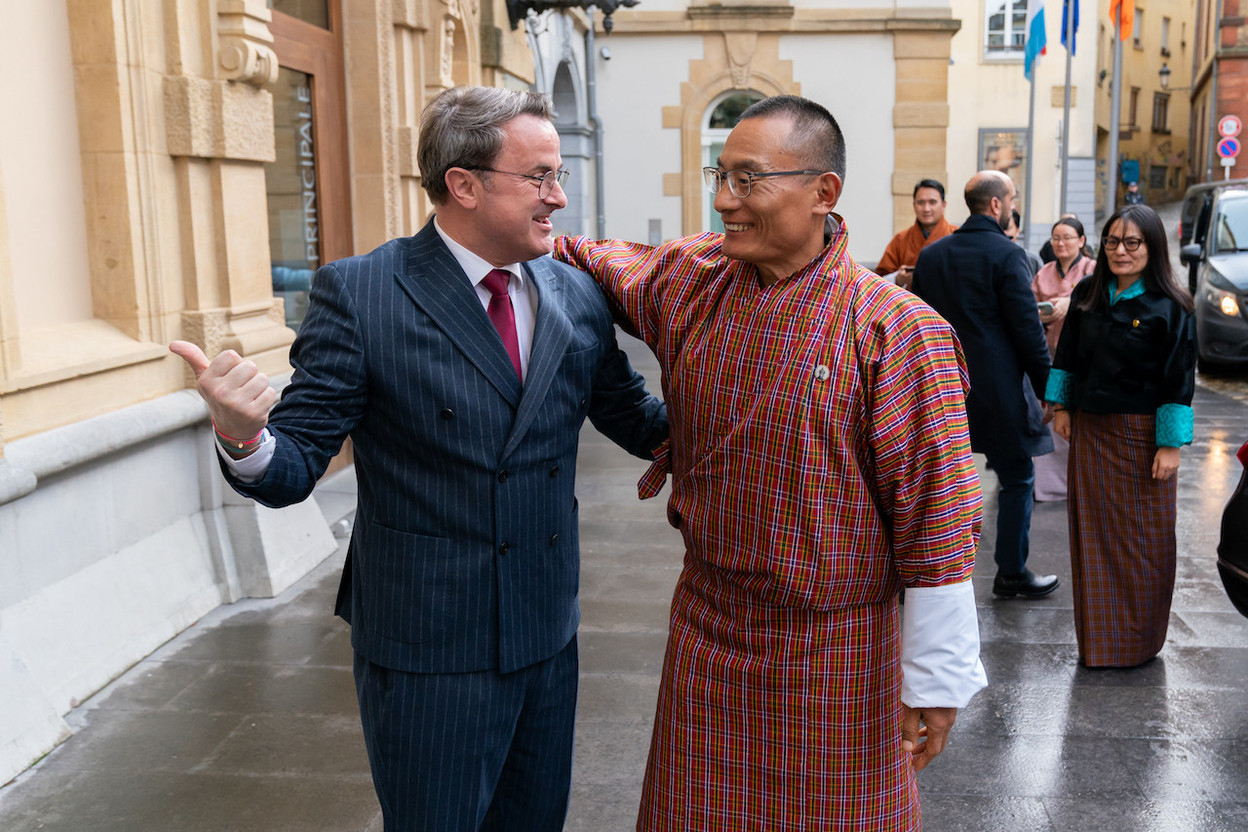 Luxembourg’s foreign minister, Xavier Bettel (DP), and the prime minister of the Kingdom of Bhutan, Tshering Tobgay, had already met in Luxembourg ten years ago. But everything has changed in Bhutan over the past decade. Photo: SIP / Emmanuel Claude