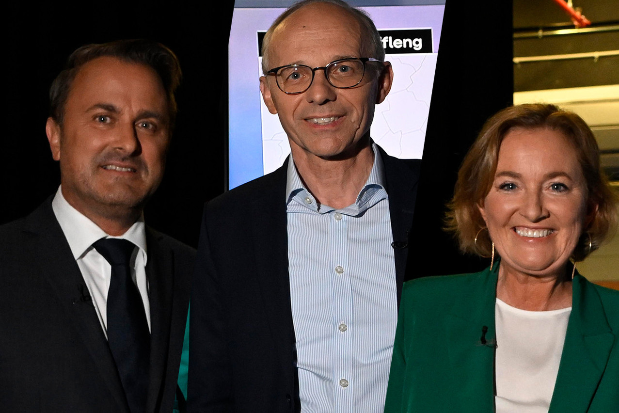 Luc Frieden (CSV) is in a strong position to form the next government. Favouring a two-party coalition, he has the choice between an alliance with Xavier Bettel’s DP or Paulette Lenert’s LSAP. Photo montage: Maison Moderne