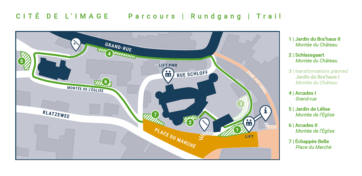 Plan du parcours pour découvrir l’ensemble des photos. (Illustration: Clervaux-Cité de l’image)