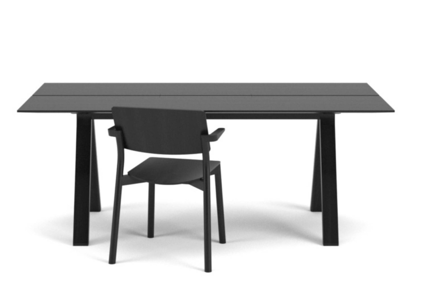 The “Spectrum” table and “Panorama”   chair are designed by Geckeler Michels.  Photo: Geckeler Michels
