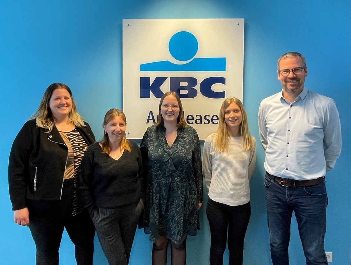 The customer care team at KBC: Aurélie Gengler, Géraldine Dubuy, Alice Jeumont , Mathilde Zimer and Arnaud Dusausoit. Photo: KBC Autolease Luxembourg