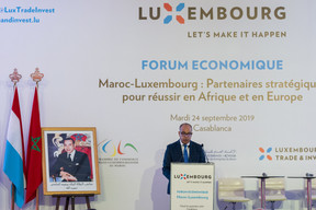 Après une première journée à Rabat, la mission économique se poursuivait à Casablanca pour un forum autour de la digitalisation. À la tribune, Mohamed Idrissi Meliani, directeur général de l’Agence du développement digital (ADD) du Maroc. (Photo: SIP /Jean-Christophe Verhaegen)