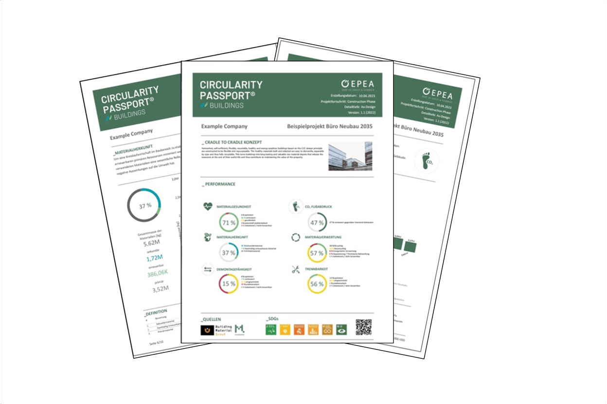 Epea a créé plus de 100 passeports détaillés des ressources pour les bâtiments, permettant de mieux connaître les matériaux utilisés ainsi que leur quantité. L’accent est mis sur l’origine des matériaux et leur recyclage de haute qualité, en accord avec le principe Cradle to Cradle. (Photo: Drees & Sommer)
