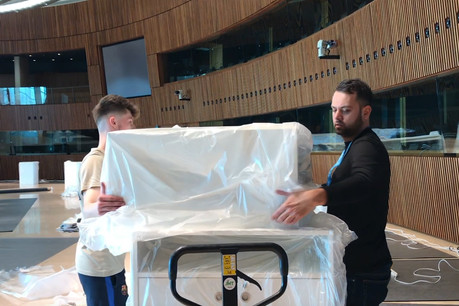 L’heure était à l’installation des derniers stands jeudi après-midi. (Photo: Paperjam)