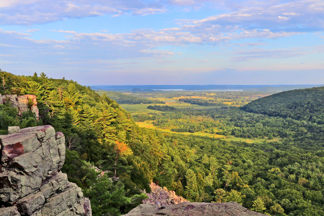 Pictured is the Devil’s Lake State Park, Baraboo, Wisconsin. The director says that the Belgian landscape reminds him of Wisconsin, where he was raised. Shutterstock