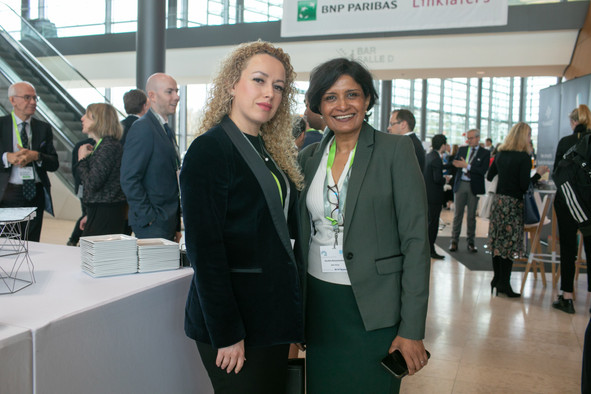 Irina Stoliarova of Loyens & Loeff and Kavitha Ramachandran of Apex Group seen attending Alfi’s European Asset Management Conference, 21 March 2023. Photo: Matic Zorman / Maison Moderne