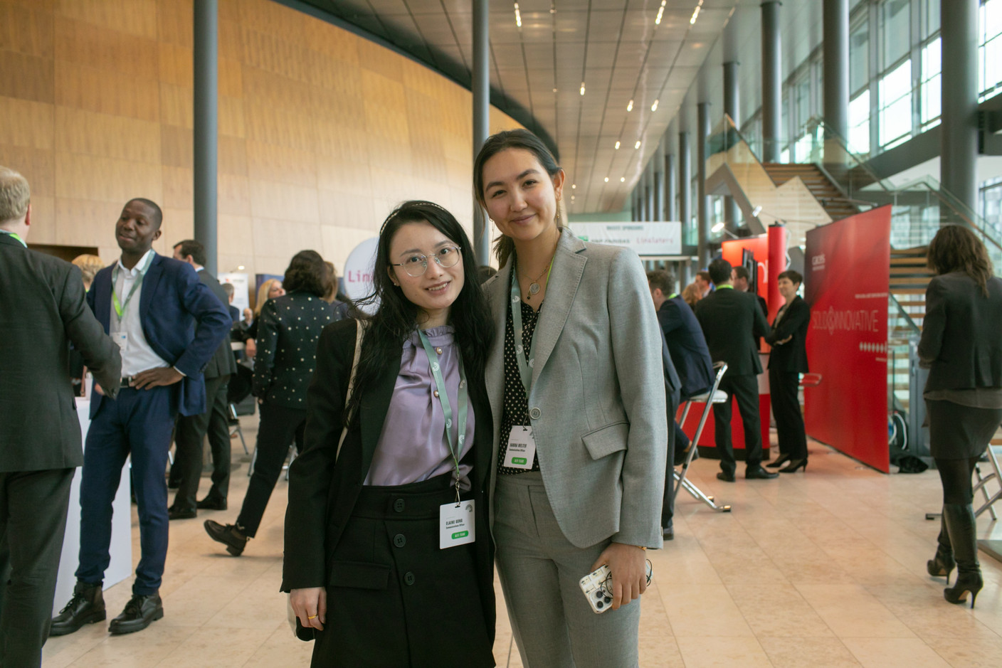 Elaine Gong and Hanna Welter of the Association of the Luxembourg Fund Industry. Photo: Matic Zorman / Maison Moderne