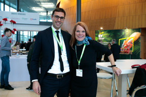 Thomas Etienne at Caceis and Anke Kneifel of European Fund Administration. Photo: Matic Zorman / Maison Moderne