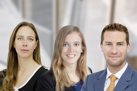 Aurore Boussemard, Helena Inghelram et Mathieu Voos ont rejoint la jeune antenne de Debevoise & Plimpton à Luxembourg. (Photo : Debevoise & Plimpton/montage Maison Moderne)