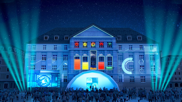L’hôtel de ville d’Esch-sur-Alzette sera le support d’un grand mapping vidéo à l’occasion de l’ouverture d’Esch2022. (Illustration: BattleRoyal Berlin)