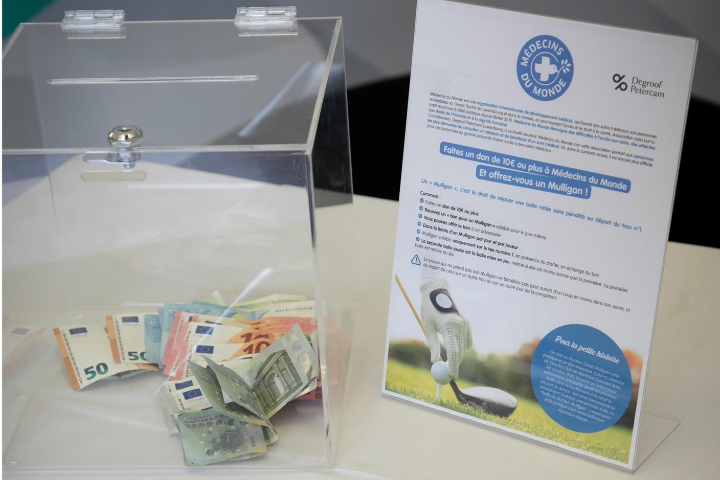 Récolte de dons, sous la forme d’un Mulligan, au profit de Médecin du Monde Luxembourg. (Photo: Blitz Agency)