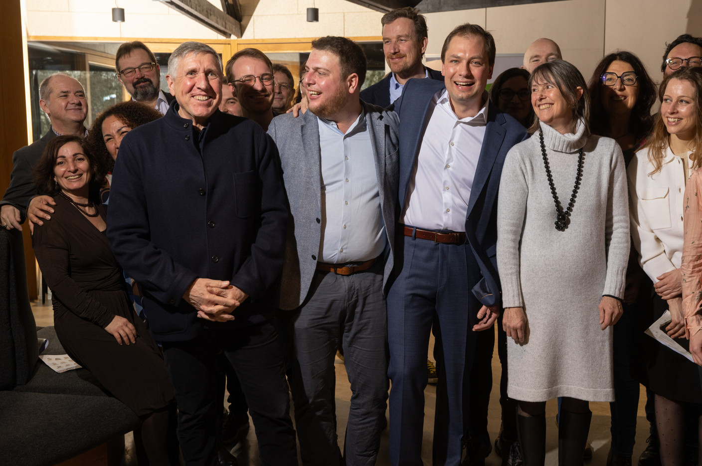The leadership of the Déi Gréng party, co-chaired by Djuna Bernard and Meris Sehovic, was also present at the event, which took place in the Merl Park pavilion on Friday.   Photo: Guy Wolff/Maison Moderne