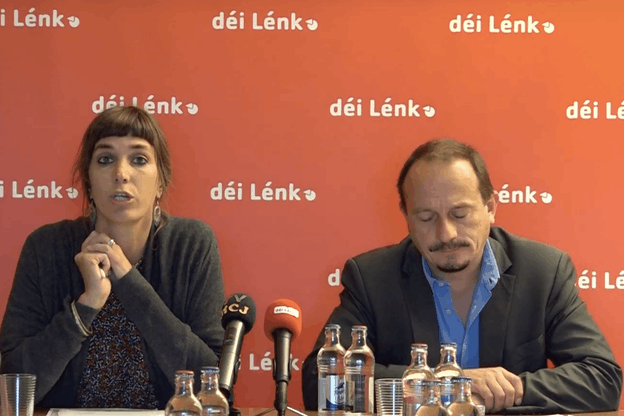 Nathalie Oberweis et Marc Baum (député), Déi Lénk. (Photo: Capture d'écran / Vidéo Déi Lénk)