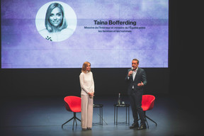 Taina Bofferding (Ministre de l'intérieur et Ministre de l'Égalité entre les femmes et les hommes) et Matthieu Croissandeau (Maison Moderne) ((Photo: Arthur Ranzy))