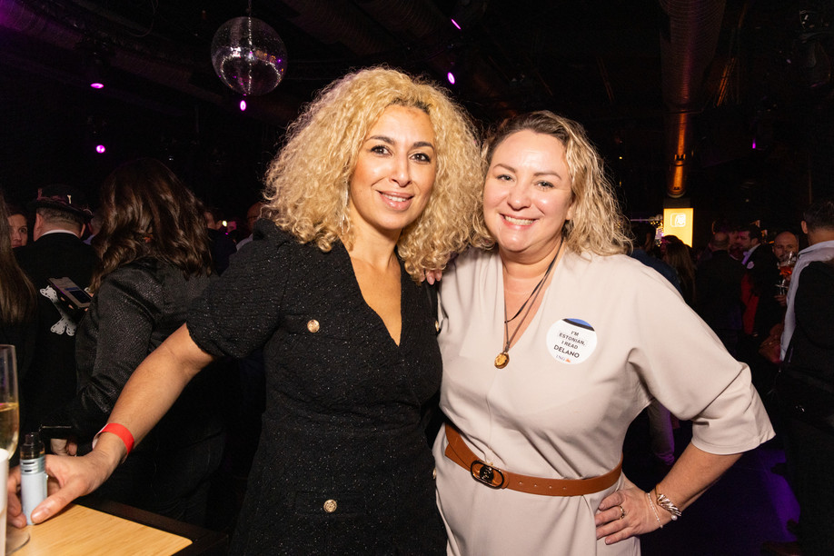 Naouelle Tir (Prolingua) and Larissa Thomma (Enjoy Immobilière) seen during Delano’s 13th anniversary party, 7 March 2024. Photos: Marie Russillo/Maison Moderne & Eva Krins/Maison Moderne