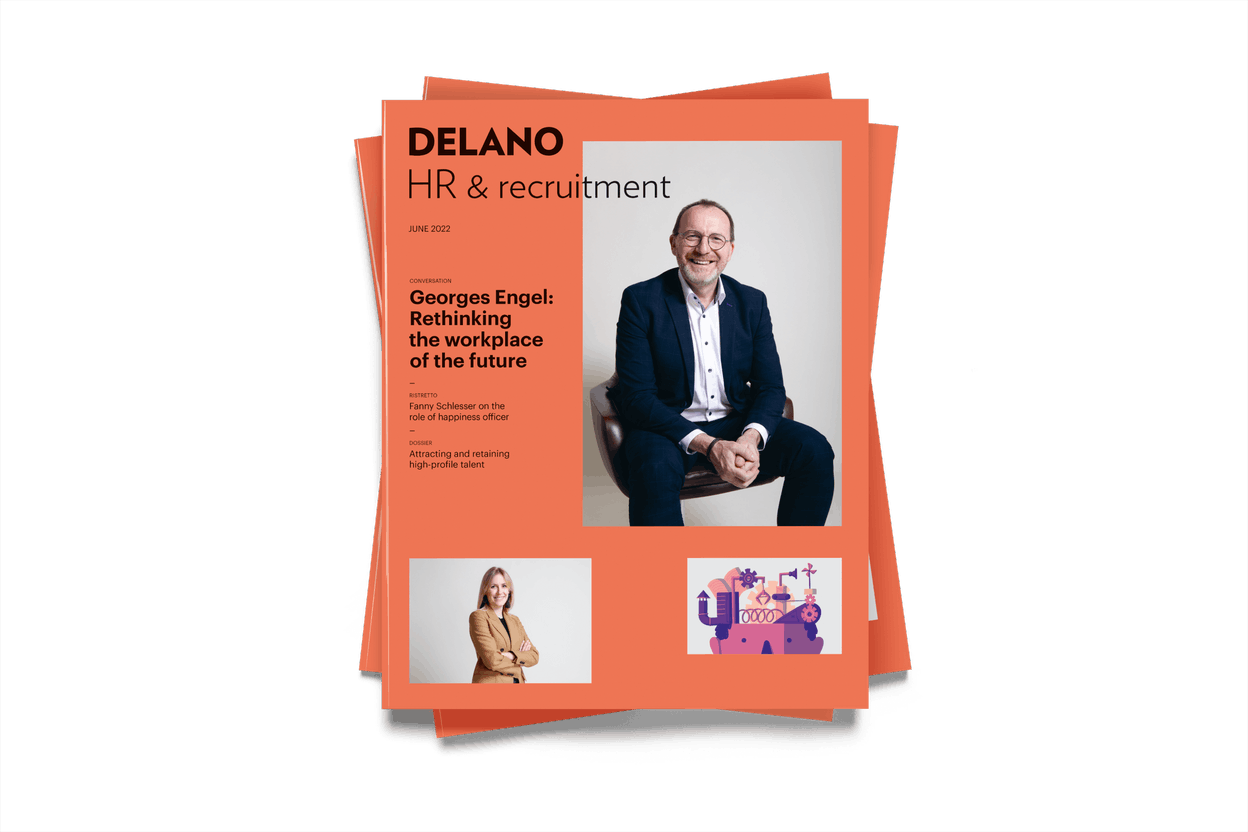Labour minister Georges Engel and Banque Raiffeisen’s Fanny Schlesser grace the cover of Delano’s HR & recruitment supplement, on newsstands 20 May Maison Moderne