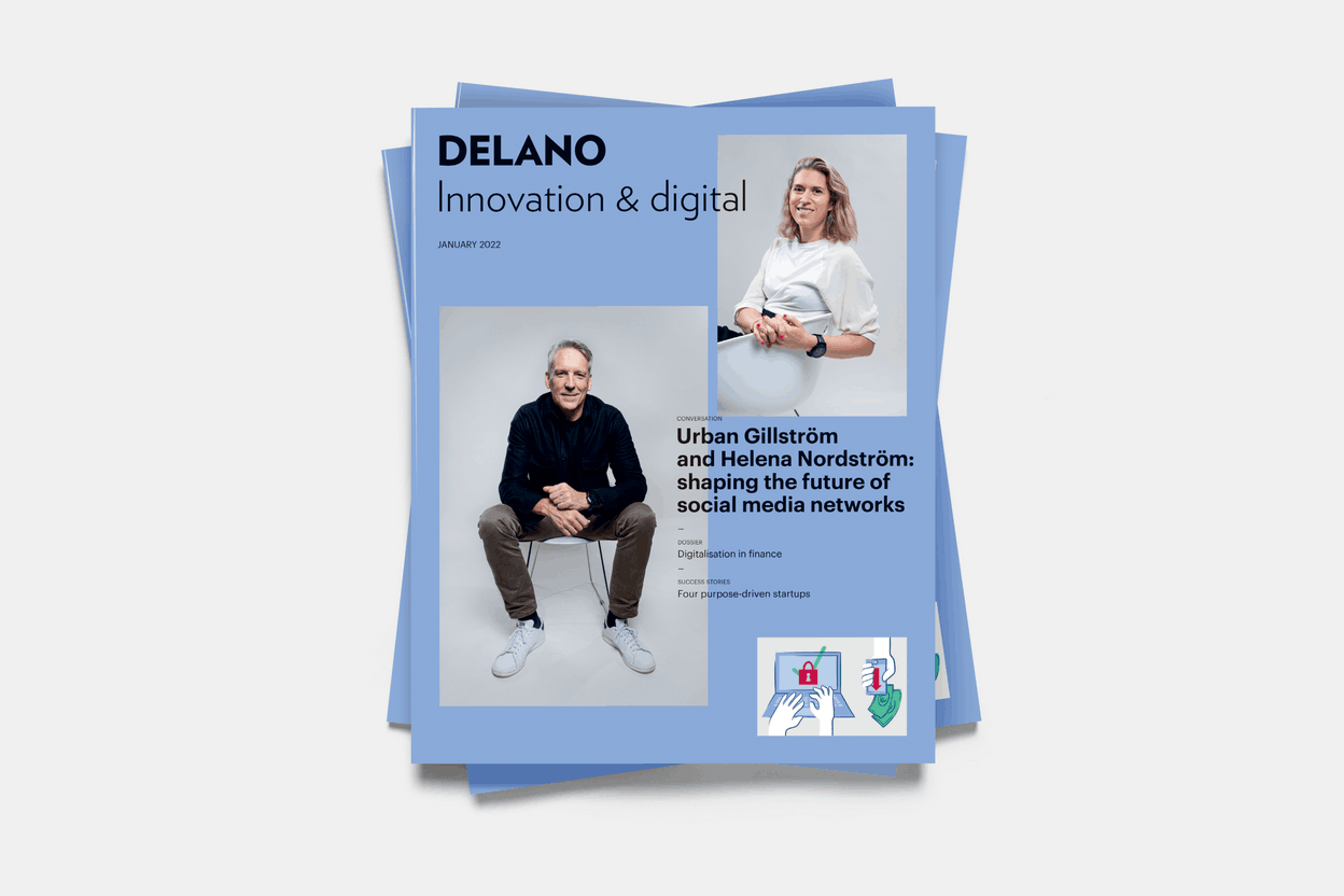Greenworlder’s Urban Gillström and Helena Nordström grace the cover of Delano’s first Innovation and digital supplement. Maison Moderne