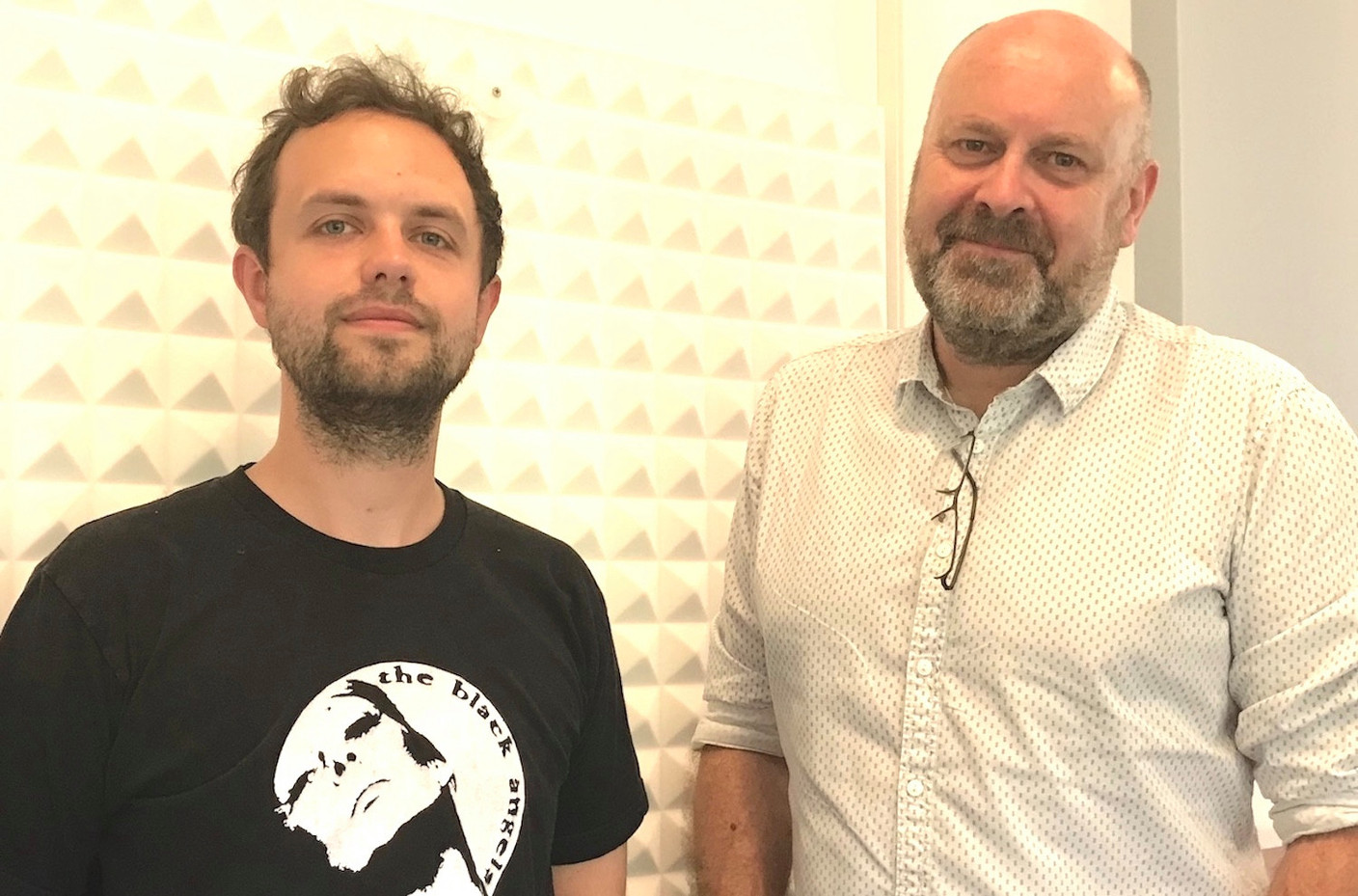 Tom Clarke and Duncan Roberts in the Ara City Radio studios  Delano/Ara City Radio