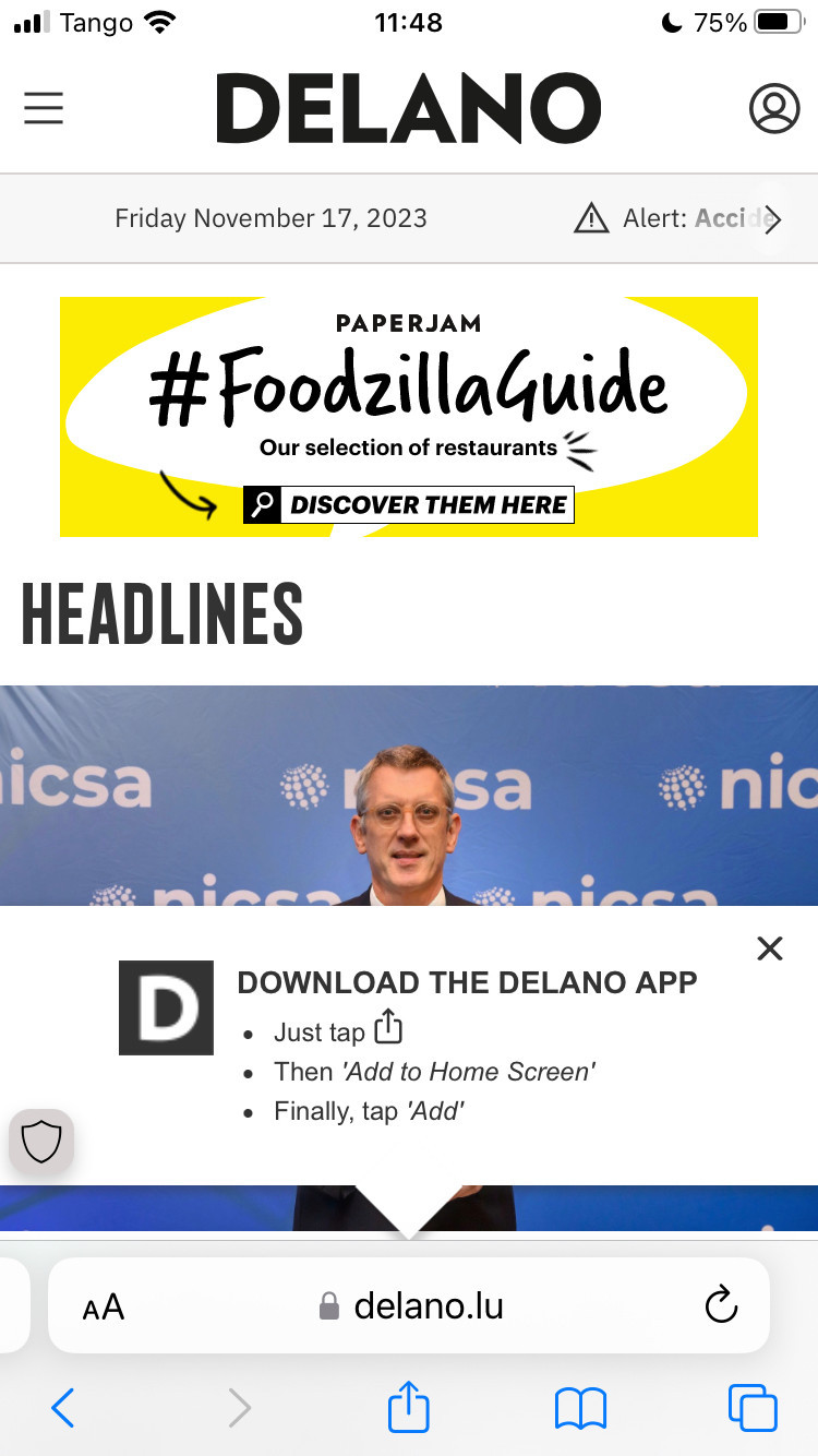 The “Download the Delano app” popup window should appear at the bottom of your screen. Image: Maison Moderne