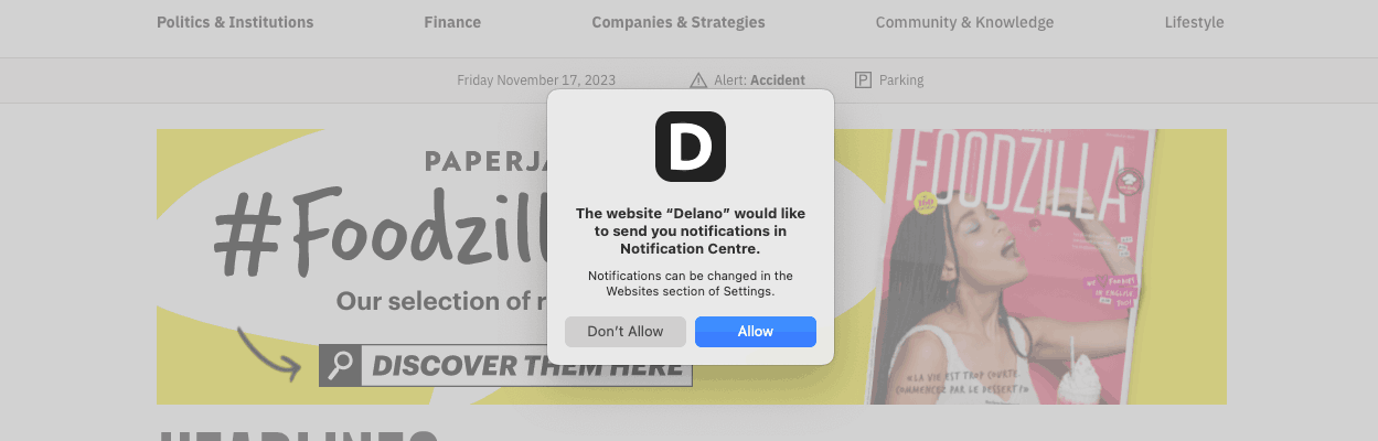In the dialogue box, click on “Allow”. Image: Maison Moderne