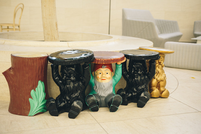 Fun and original gnome seats are among the highlights of a visit to the Mudam café Happy Dayz/archives