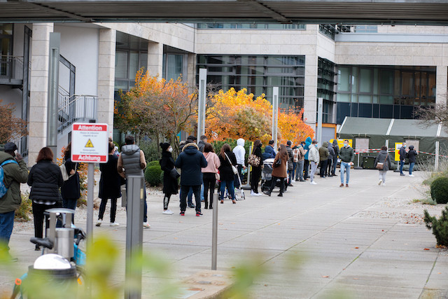 October 2020 photo shows people arriving at Robert Schuman hospital Matic Zorman