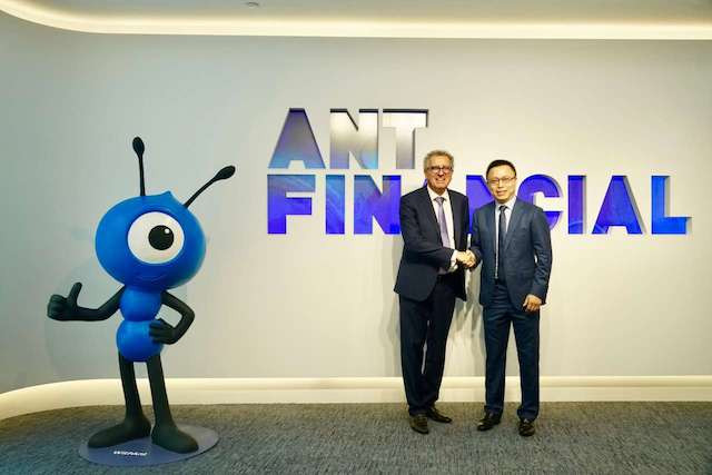 Luxembourg finance minister Pierre Gramegna is pictured in China with Eric Jing, CEO of Ant Financial Finance ministry