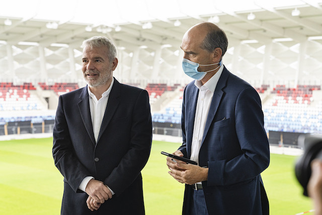 July 2020 archive photo shows Luxembourg sports minister Dan Kersch during a visit to the newly constructed national stadium in Kockelscheuer Caroline Martin/archives