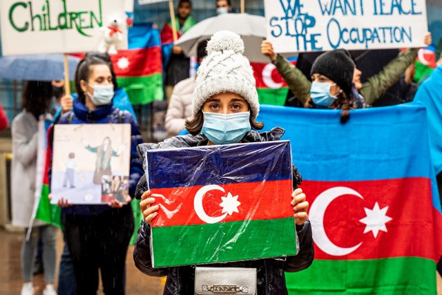 Luxembourg's Azerbaijani community demonstrated on the place d’Armes on 25 October Arslan Abdulla