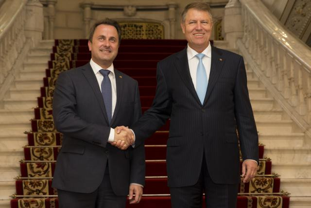 Luxembourg prime minister Xavier Bettel with Romanian president Klaus Iohannis Julien Warnand