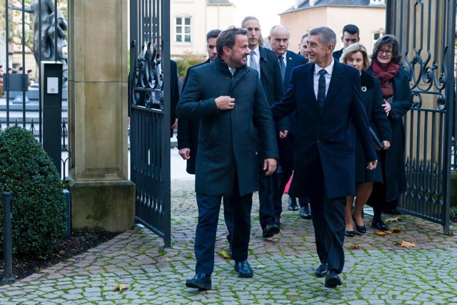 Luxembourg’s Xavier Bettel and Czech Republic prime minister Andrej Babiš. The two government leaders are on the same page on deepening the single market, said Bettel. SIP / Jean-Christophe Verhaegen