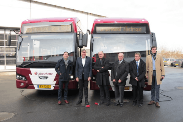 Transport minister François Bausch (second from left) inaugurated the fully electric bus line on Thursday Transport ministry