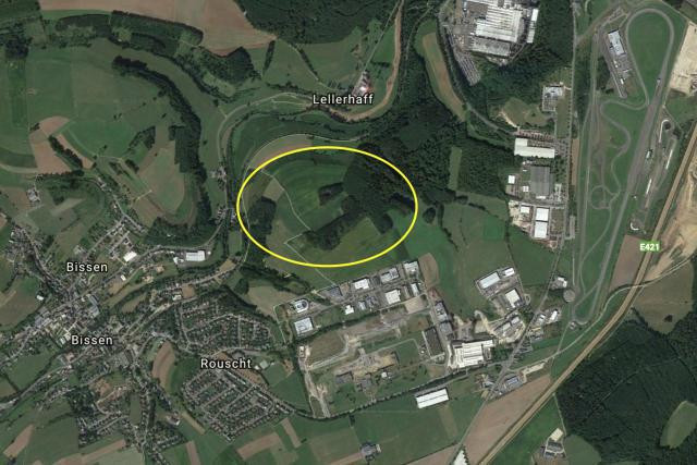 Aerial view of Bissen shows the 33.7 hectare site purchased by Google with a view to potentially build a data centre Google maps
